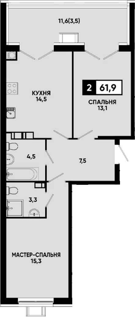 Планировка 2-к.кв