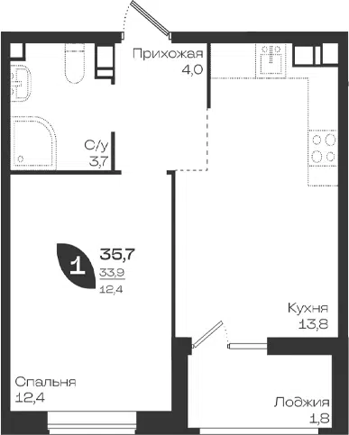 Планировка 1-к.кв
