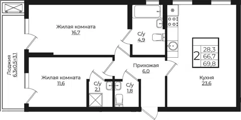 Планировка: 3Е-к.кв