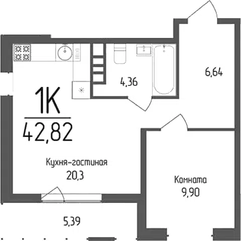 Планировка 1-к.кв