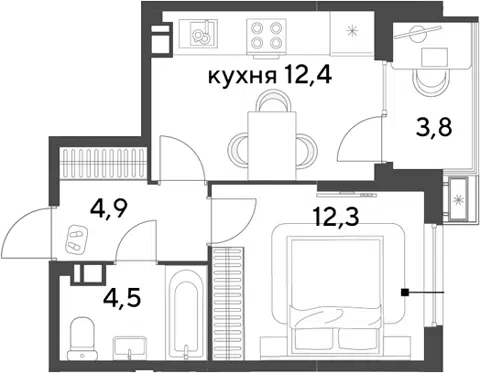 Планировка 1-к.кв