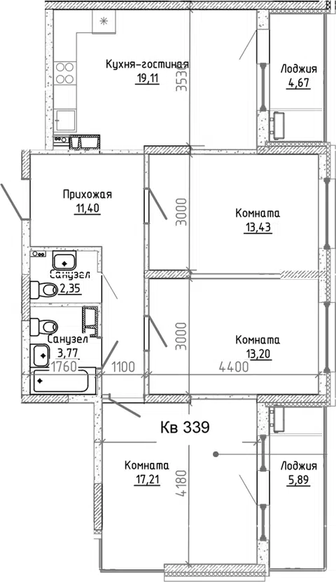 Планировка 4Е-к.кв