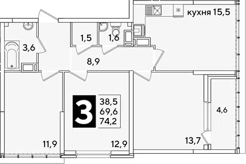 Планировка 4Е-к.кв