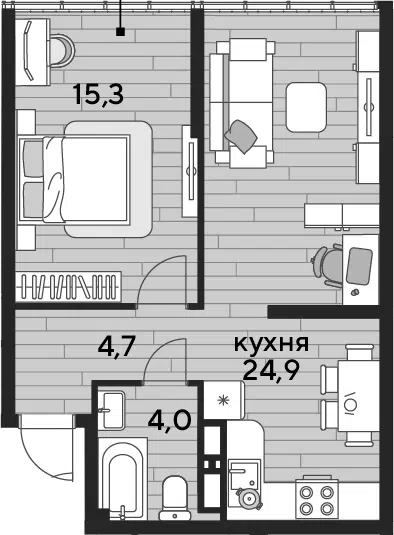 Планировка 1-к.кв