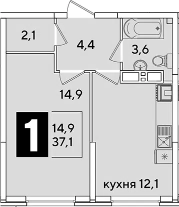 Планировка 1-к.кв