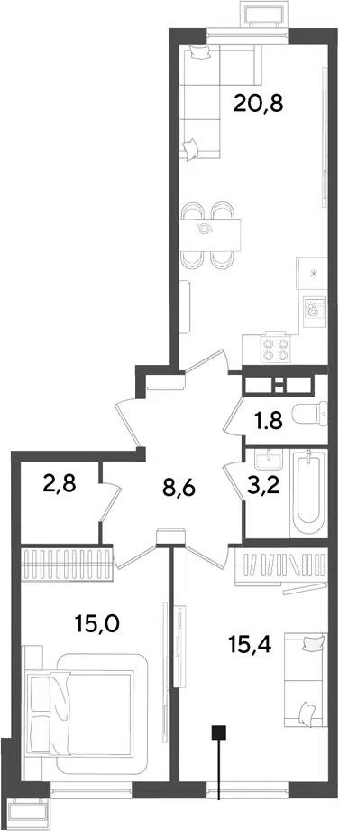 Планировка 3Е-к.кв