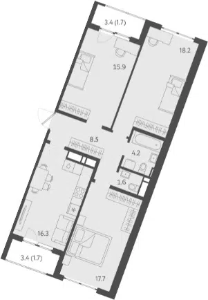 Планировка 4Е-к.кв