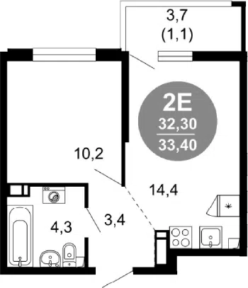 Планировка 2Е-к.кв
