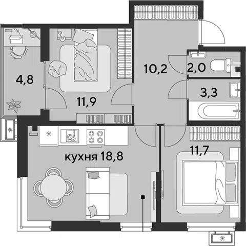 Планировка 3Е-к.кв
