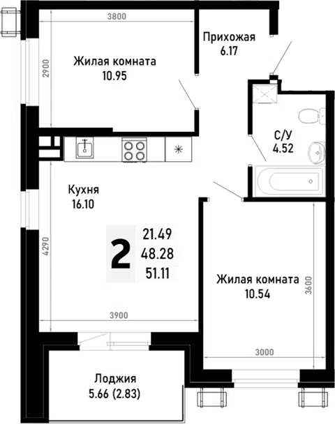 Планировка 2-к.кв