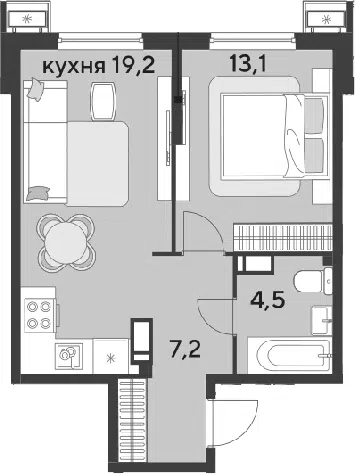 Планировка 2Е-к.кв