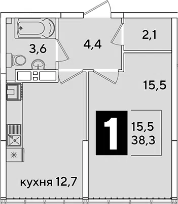 Планировка 1-к.кв