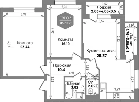 Планировка: 3Е-к.кв