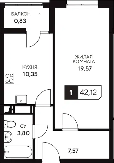 Планировка 1-к.кв