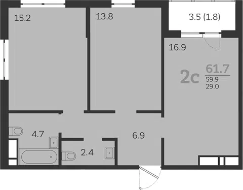 Планировка 3Е-к.кв