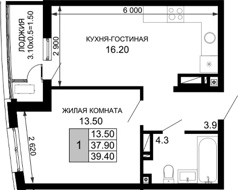 Планировка 2Е-к.кв