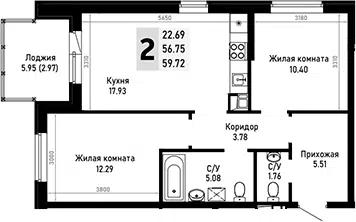 Планировка 2-к.кв