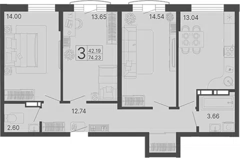 Планировка 3-к.кв