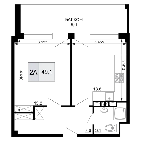Планировка 2Е-к.кв