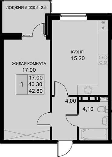 Планировка 1-к.кв