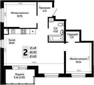 Планировка 2-к.кв