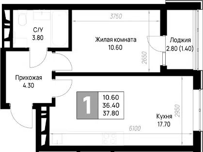 Планировка 1-к.кв