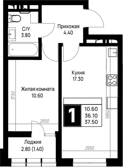 Планировка 1-к.кв