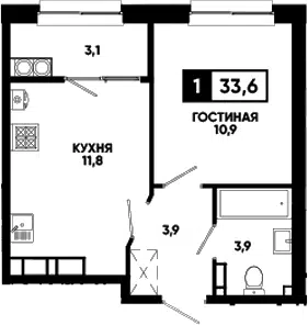Планировка 1-к.кв