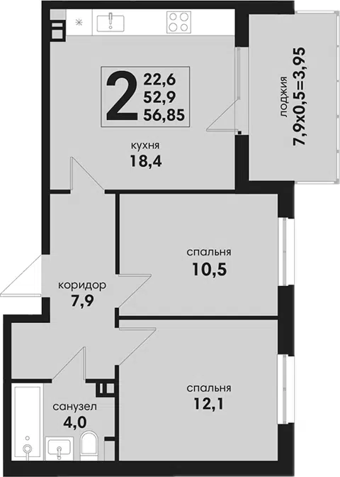 Планировка 3Е-к.кв