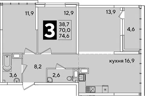Планировка 4Е-к.кв