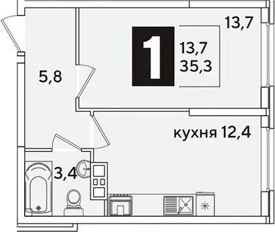 Планировка 1-к.кв
