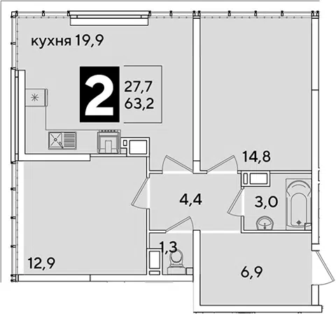 Планировка 3Е-к.кв