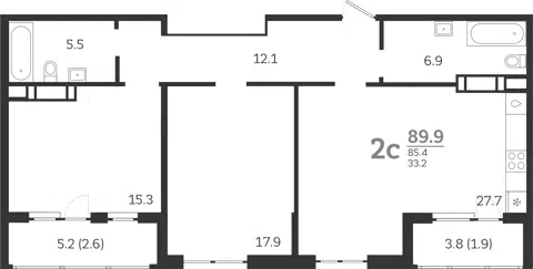 Планировка 3Е-к.кв