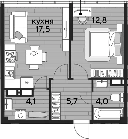 Планировка 1-к.кв