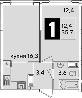 Планировка 2Е-к.кв