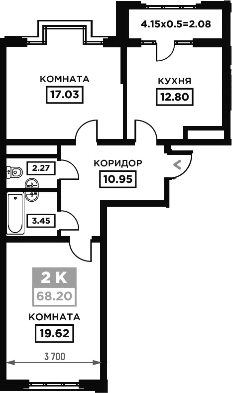 Планировка 2-к.кв