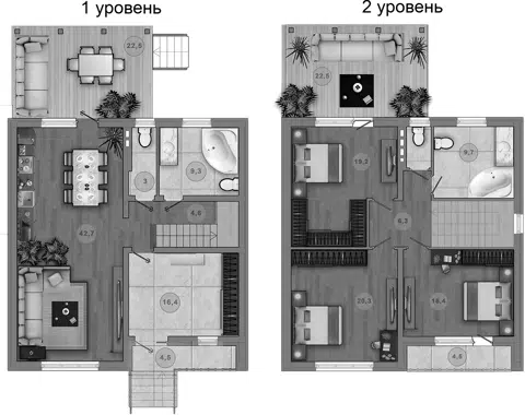 Планировка Коттеджи