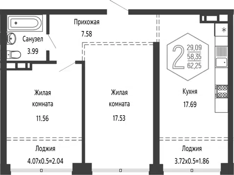 Планировка: 3Е-к.кв