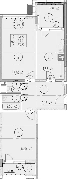 Планировка 2-к.кв