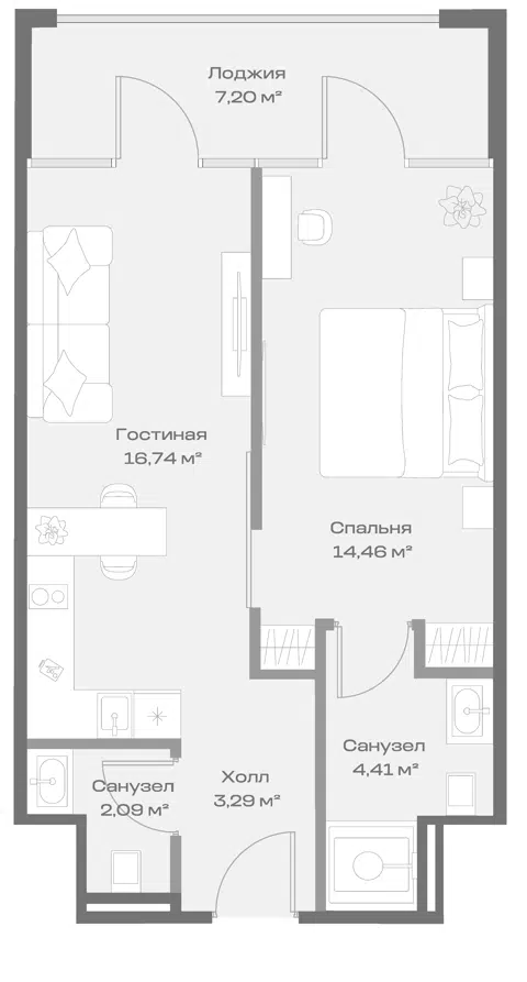 Планировка 1-к.кв