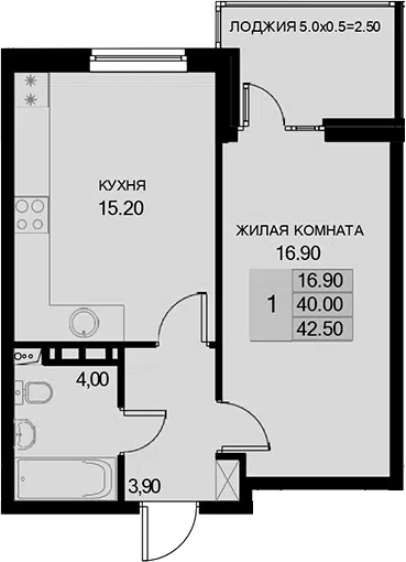 Планировка 1-к.кв