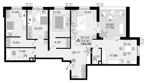 Планировка 5Е-к.кв