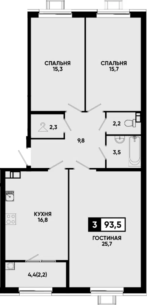 Планировка 3-к.кв