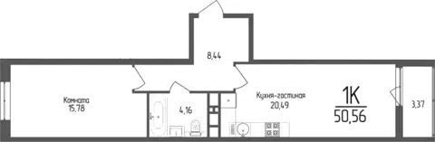 Планировка 1-к.кв