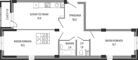 Планировка 3Е-к.кв