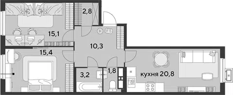 Планировка 3Е-к.кв