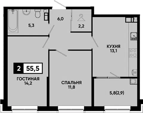 Планировка 2-к.кв