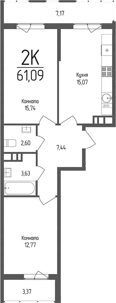 Планировка 2-к.кв