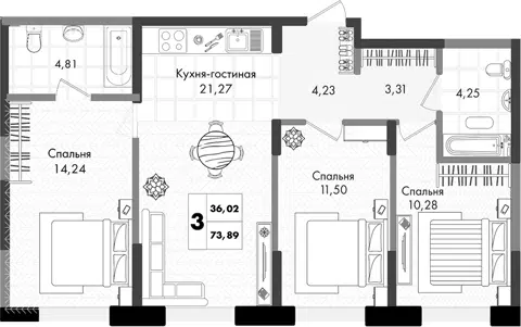 Планировка 4Е-к.кв