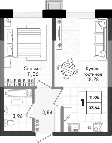 Планировка 2Е-к.кв